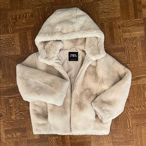 Zara Kids Soft Cream Hooded Jacket